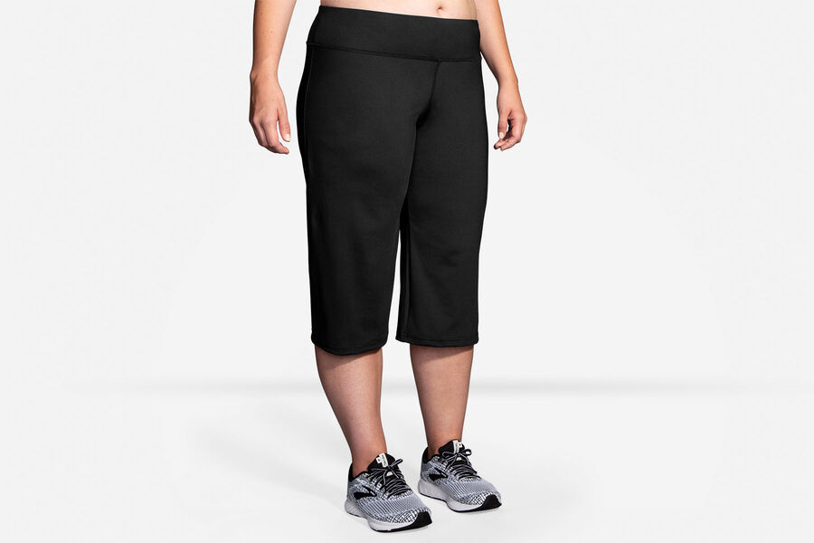 Womens Brooks Venture Capri Bottoms Black | 492106-MCT